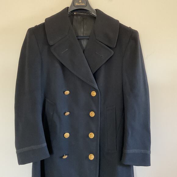 VTG 1942 WWII USN Navy Officers Bridgecoat Peacoat Wool Sz 38 Black Named Dated - Picture 5 of 16